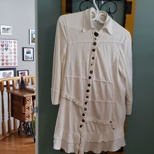 Neon Buddha White Button-Down Tunic